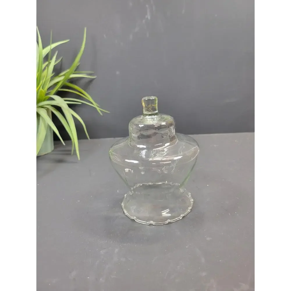 Vintage Homco Clear Glass Peg Votive Cup Candle Holder Fluted Ruffled Edge